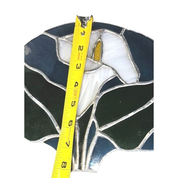 Stained Glass Art Suncatcher White Calla Lilly 7" x 6.5"   Window Hanging - Picture 2 of 3